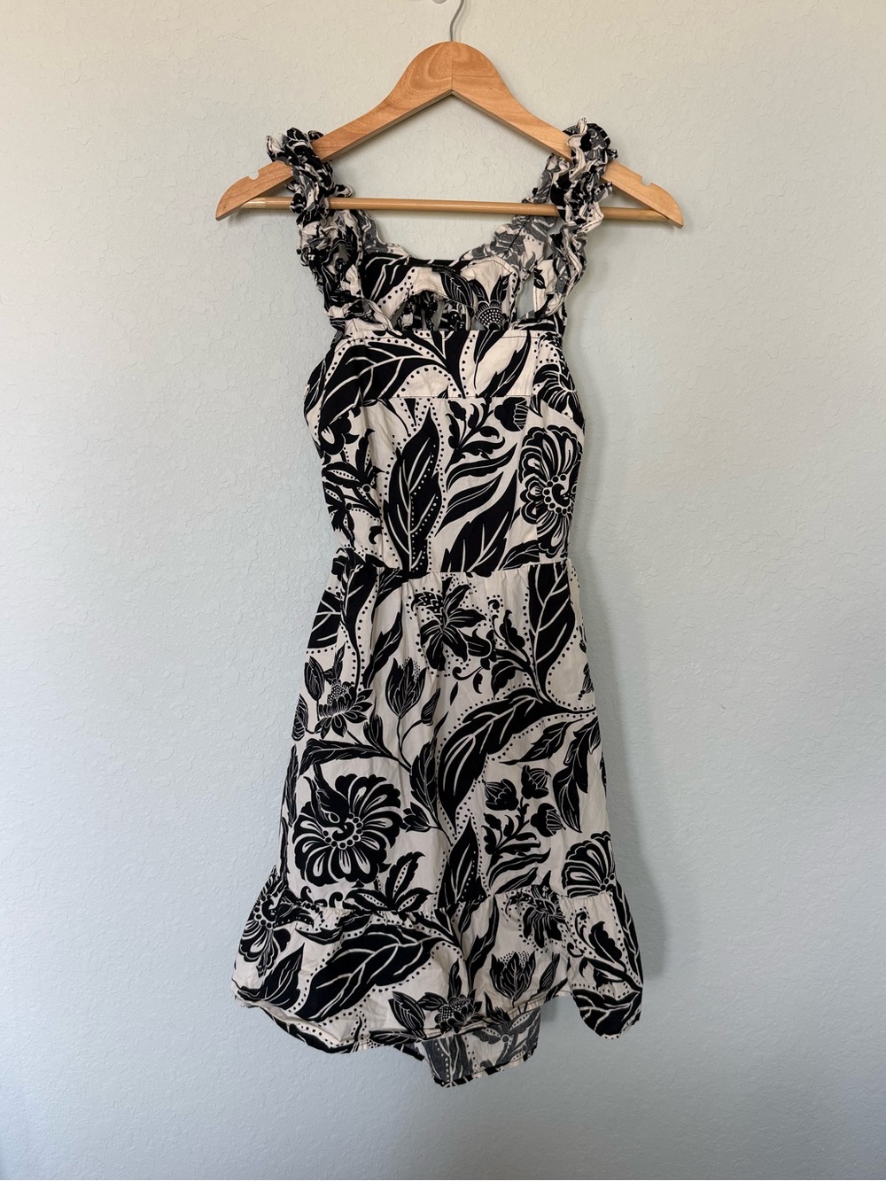 Who What Wear 100% Cotton Backless Floral Tie-Back Ruffle Dress